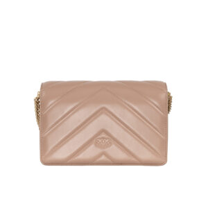 100063A136_D01Q-02 Love Click Classic Big Chevron Μπεζ Τσάντα pinko
