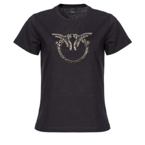 100535A15D_Z99-00 Quentin Μαύρο T-Shirt Με Love Birds pinko