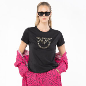 100535A15D_Z99-mdl1 Quentin Μαύρο T-Shirt Με Love Birds pinko