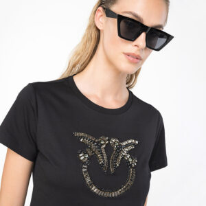 100535A15D_Z99-mdl2 Quentin Μαύρο T-Shirt Με Love Birds pinko