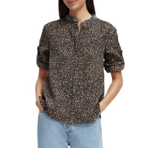 173229_6372-mdl1 Καφέ Εμπριμέ Ζακάρ Πουκάμισο MAISON SCOTCH