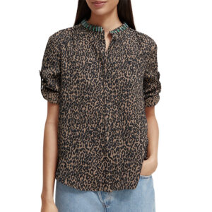 173229_6372-mdl3 Καφέ Εμπριμέ Ζακάρ Πουκάμισο MAISON SCOTCH