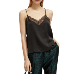 173299_6342-mdl1 Μαύρο Σατέν Τοπ Με Δαντέλα MAISON SCOTCH