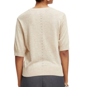 173337_0717-mdl2 Κοντομάνικη Μπεζ Πλεκτή Μπλουζα MAISON SCOTCH