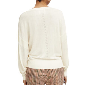 173339_0171-mdl2 Άσπρη Πλεκτή Μπλούζα Με V MAISON SCOTCH