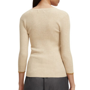 173341_0717-mdl2 Μπεζ Πλεκτή Μπλούζα Με V Με Κουμπιά MAISON SCOTCH