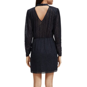 173382_0002-mdl2 Μπλε Ζακάρ Φόρεμα Με Σούρες MAISON SCOTCH