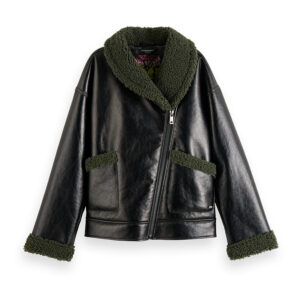 174674_6647-00 Μαύρο Μπουφάν Με Sheepskin MAISON SCOTCH