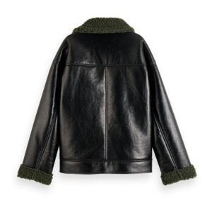 174674_6647-01 Μαύρο Μπουφάν Με Sheepskin MAISON SCOTCH