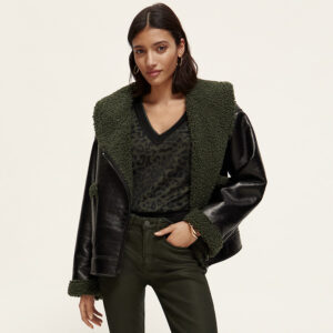 174674_6647-mdl1 Μαύρο Μπουφάν Με Sheepskin MAISON SCOTCH
