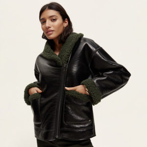 174674_6647-mdl2 Μαύρο Μπουφάν Με Sheepskin MAISON SCOTCH