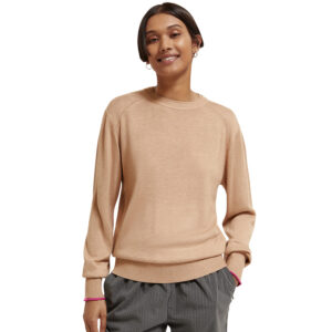 174793_0610-mdl2 Μπεζ Φαρδιά Πλεκτή Μπλούζα MAISON SCOTCH