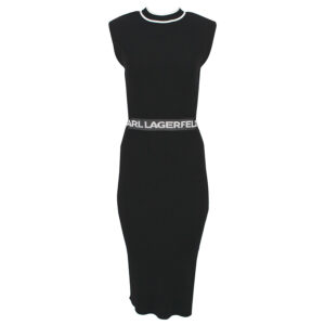 235W1310_998-00 Μαύρο Πλεκτό Φόρεμα Με Άνοιγμα KARL LAGERFELD