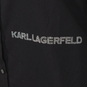 235W1600_999-02 Μαύρη Πουκαμίσα Με Logo Από Στρας KARL LAGERFELD