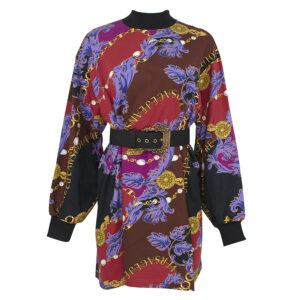 75HAO971-FS111_G51-00 Εμπριμέ Φόρεμα Φούτερ Με Ζώνη VERSACE JEANS COUTURE