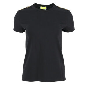 MA01436E2_110-00 Μαύρο T-Shirt Με Απλίκες elisabetta franchi