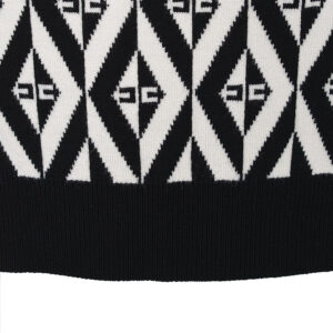MK63B36E2_685-02 Ασπρόμαυρη Κοντή Πλεκτή Μπλούζα elisabetta franchi