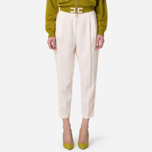 PA01336E2_193-mdl2 Άσπρο Basic Κρεπ Παντελόνι ELISABETTA FRANCHI