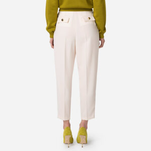PA01336E2_193-mdl3 Άσπρο Basic Κρεπ Παντελόνι ELISABETTA FRANCHI