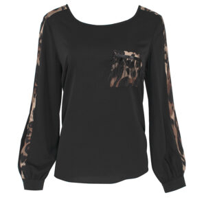 077.10.01.046_BLK-00 Μαύρη Μπλούζα Με Animal Print forel