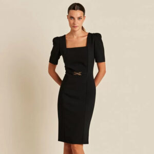 077.50.01.013_BLK-mdl1 Midi Μαύρο Φόρεμα Pencil forel