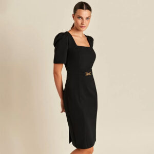077.50.01.013_BLK-mdl2 Midi Μαύρο Φόρεμα Pencil forel
