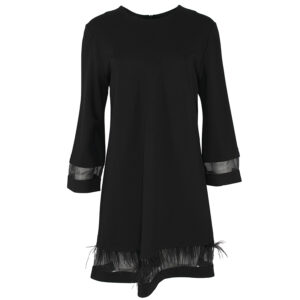 077.50.01.096_BLK-00 Κοντό Μαύρο Φόρεμα Με Διαφάνεια forel