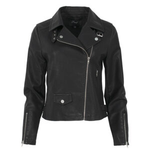 077.60.01.017_BLK-00 Μαύρο Μπουφάν Biker Δερματίνης forel