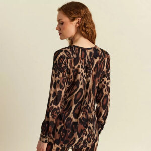 077.80.01.024_BRW-mdl3 Καφέ Πουκάμισο Animal Print forel