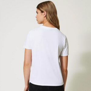 232TT240B_11152-mdl3 Άσπρο T-Shirt Με Logo Τούλι twinset