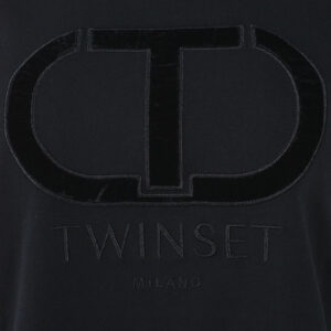 232TT240C_00006-02 Μαύρο T-Shirt Με Βελουτέ Logo twinset