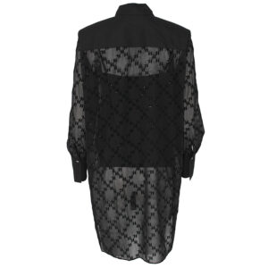 236W1607_989-01 Μαύρη Στραφταλιζέ Πουκαμίσα Με Logo KARL LAGERFELD