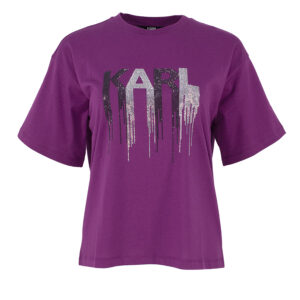 236W1714_470-00 Μωβ T-Shirt Με Logo Στρας KARL LAGERFELD