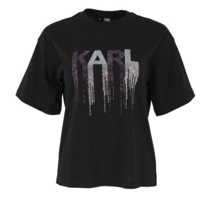 236W1714_999-00 Μαύρο T-Shirt Με Logo Στρας KARL LAGERFELD