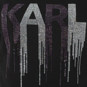 236W1714_999-02 Μαύρο T-Shirt Με Logo Στρας KARL LAGERFELD