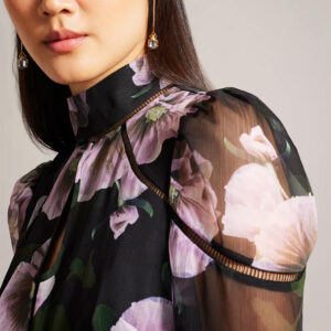 272496_BLK-mdl2 Pohlley Μαύρο Φλοράλ Φόρεμα TED BAKER