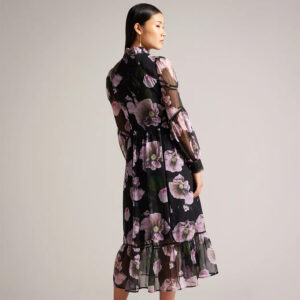 272496_BLK-mdl3 Pohlley Μαύρο Φλοράλ Φόρεμα TED BAKER