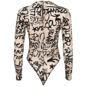 75HAM221-JS215_720-01 Μπεζ Κορμάκι Με Μαύρο Βελουτέ Logo VERSACE JEANS COUTURE