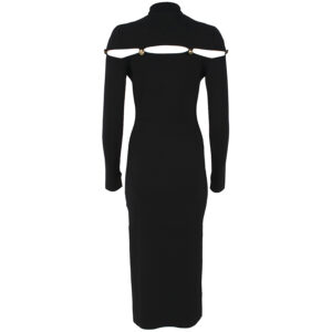 75HAOM50-CM29H_899-01 Μαύρο Φόρεμα Με Κουμπιά Και Ανοίγματα versace
