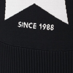 75HAOM51-CM30H_899-02 Μακρύ Μαύρο Πλεκτό Φόρεμα Με Logo versace