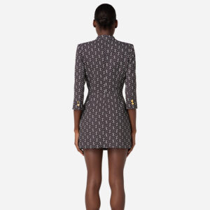 AB38336E2_685-mdl3 Κοντό Ασπρόμαυρο Φόρεμα-Σακάκι ELISABETTA FRANCHI