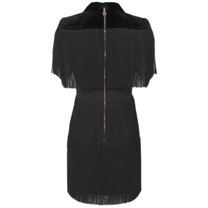 AB49737E2_110-01 Μαύρο Ζακάρ Φόρεμα Με Κρόσσια ELISABETTA FRANCHI