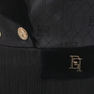 AB49737E2_110-02 Μαύρο Ζακάρ Φόρεμα Με Κρόσσια ELISABETTA FRANCHI