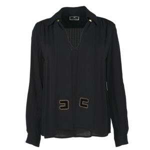 CA00736E2_110-00 Μαύρη Μπλούζα Με V Και Logo ELISABETTA FRANCHI