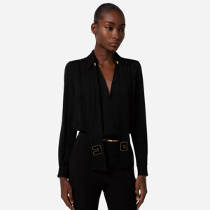 CA00736E2_110-mdl1 Μαύρη Μπλούζα Με V Και Logo ELISABETTA FRANCHI