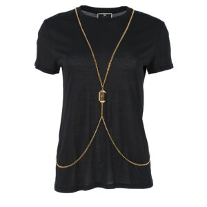 MA01336E2_110-00 Μαύρο T-Shirt Με Κόσμημα ELISABETTA FRANCHI
