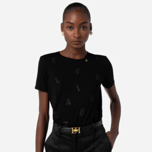 MA47N36E2_110-mdl1 Μαύρο T-Shirt Με Γράμματα ELISABETTA FRANCHI