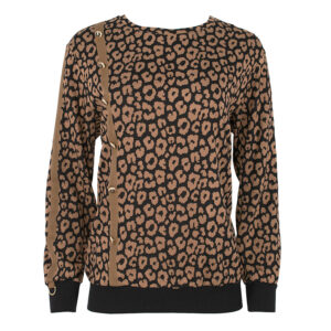 077.10.01.082_BRW-00 Καφέ Μπλούζα Με Animal Print forel