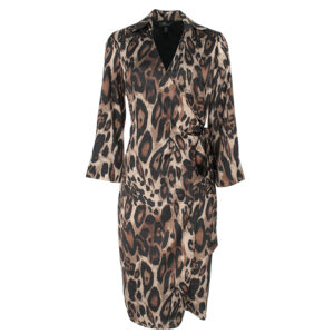 077.50.01.085_BRW-00 Σατέν Κρουαζέ Φόρεμα Με Animal Print forel