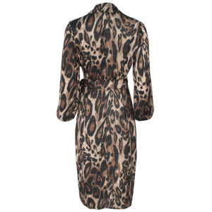 077.50.01.085_BRW-01 Σατέν Κρουαζέ Φόρεμα Με Animal Print forel